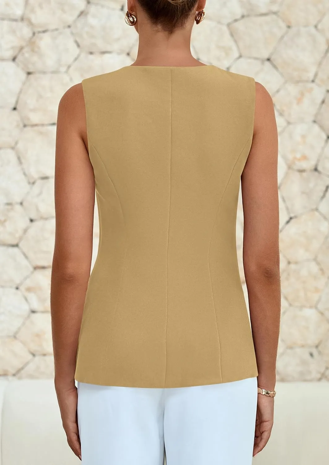 PRETTYGARDEN Women's Sleeveless Blazer Vest Summer 2025 Trendy Button Down Business Suit Vest Tops Outerwear Waistcoat