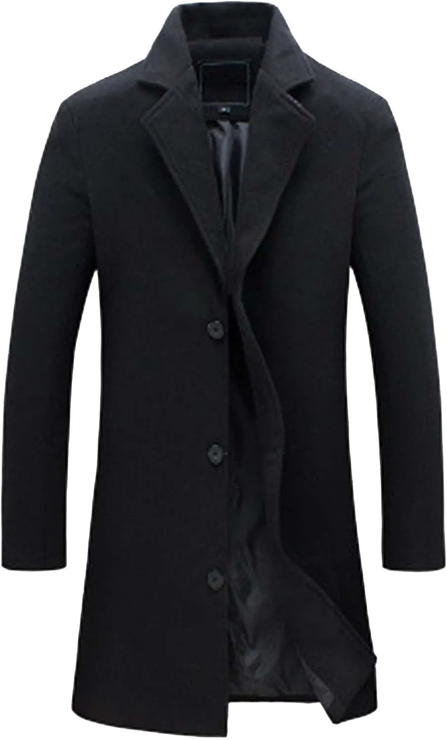 QWENTMTNTY Winter Wool Jackets for Men Slim Fit Notch Collar Single Brested Trench Coat Casual Business Warm Pea Coats