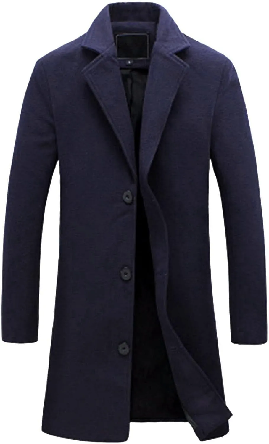 QWENTMTNTY Winter Wool Jackets for Men Slim Fit Notch Collar Single Brested Trench Coat Casual Business Warm Pea Coats