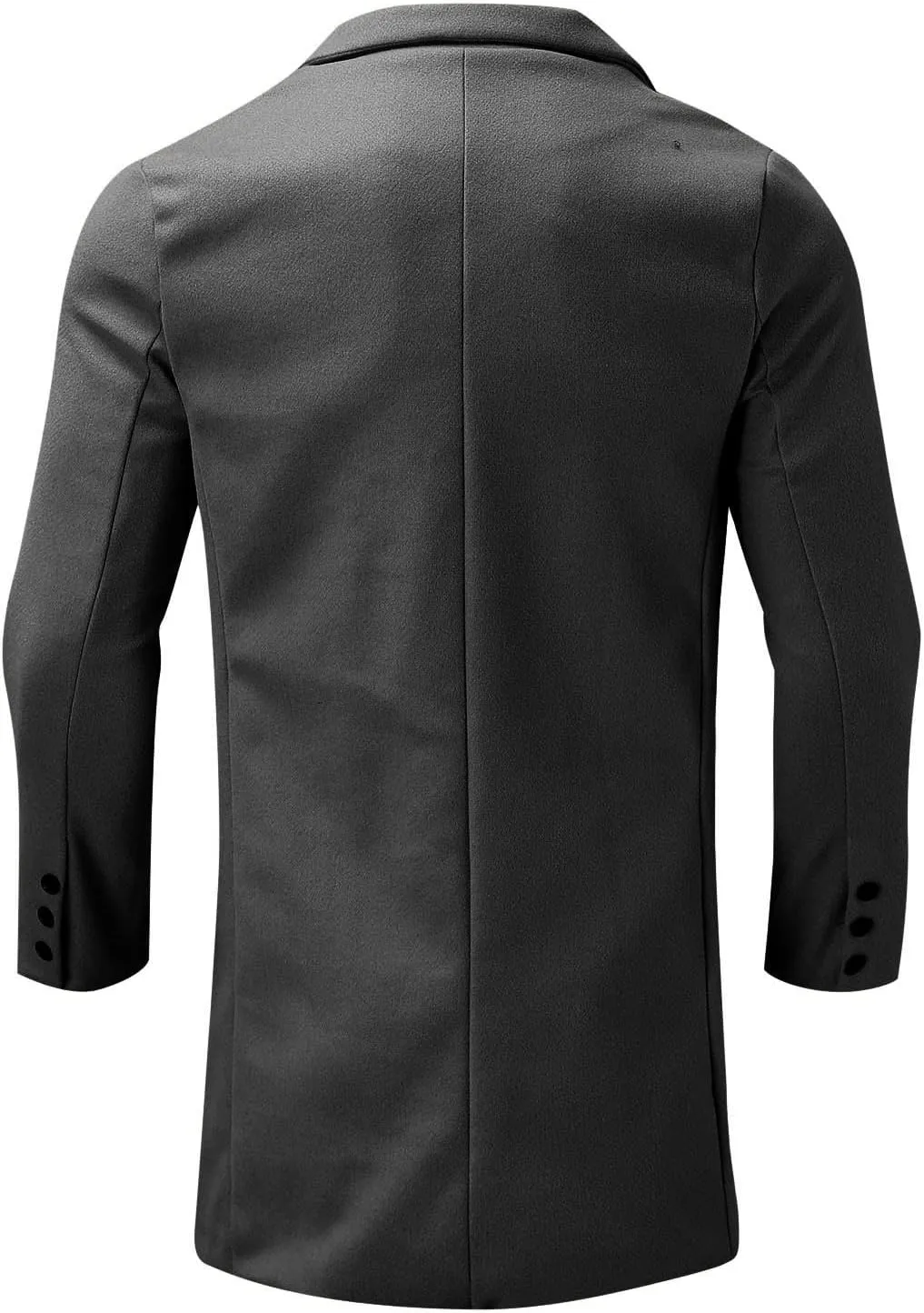 QWENTMTNTY Wool Pea Coats for Men Winter Slim Fit Casual Single Breasted Trench Coat Mid-Length Thermal Business Peacoat
