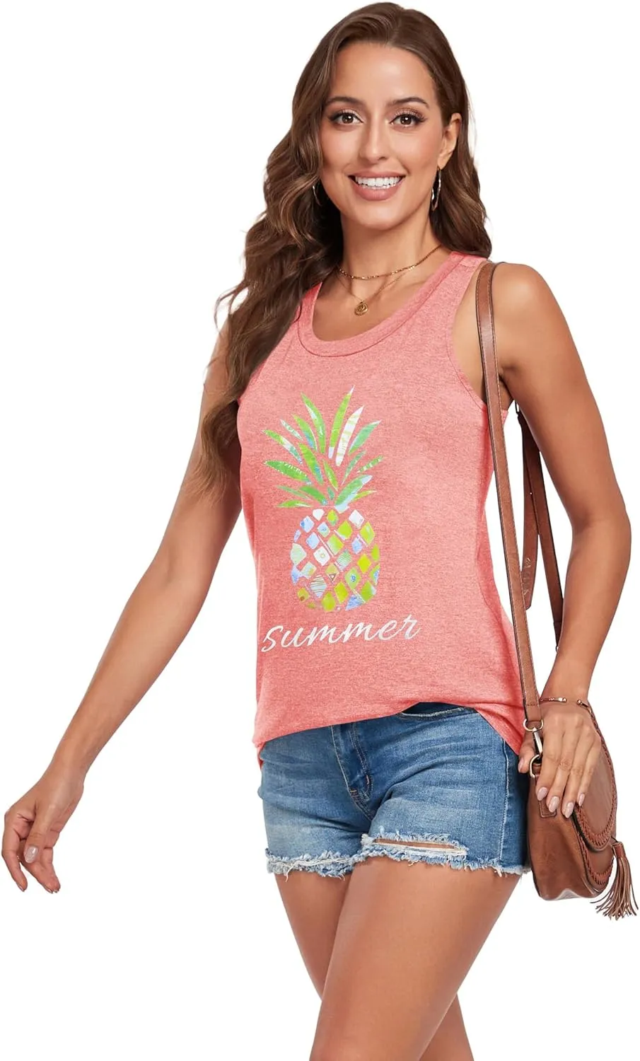 Racerback Tank Tops for Women Summer Sleeveless Round Neck Casual Graphic Tunic Shirts