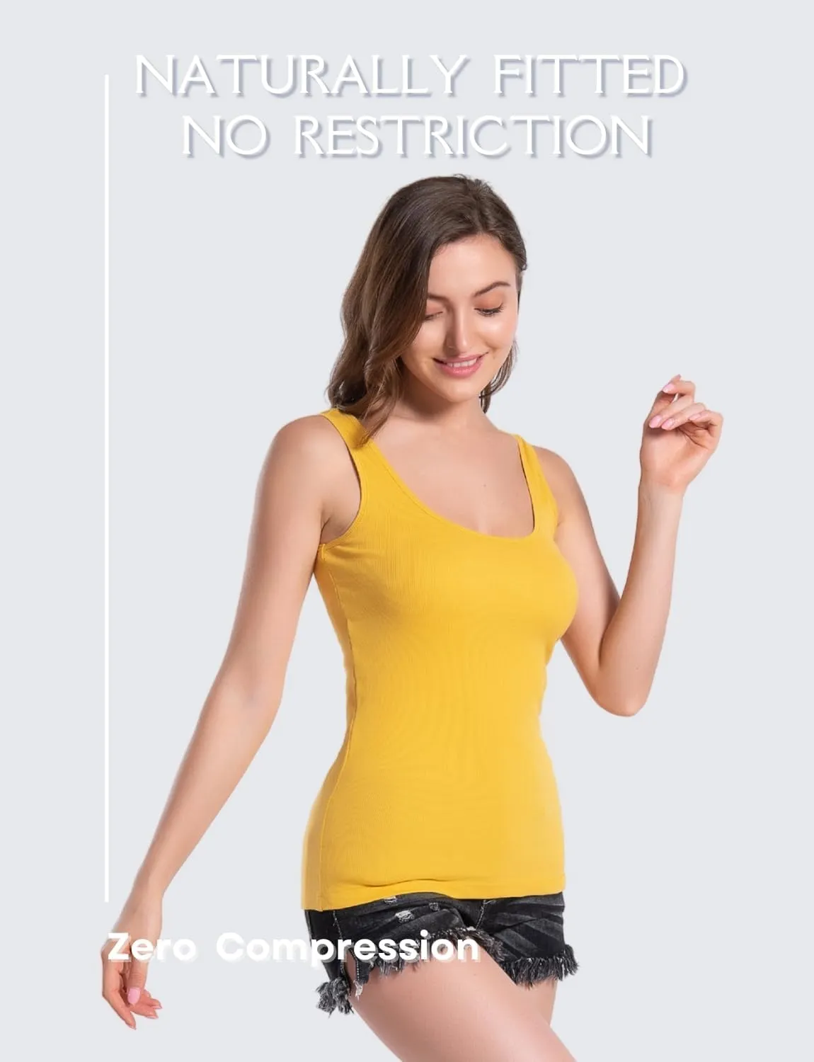 RASPBERRY PUDDING Cotton Ribbed Tank Tops for Women Slim Fit Scoop Neck