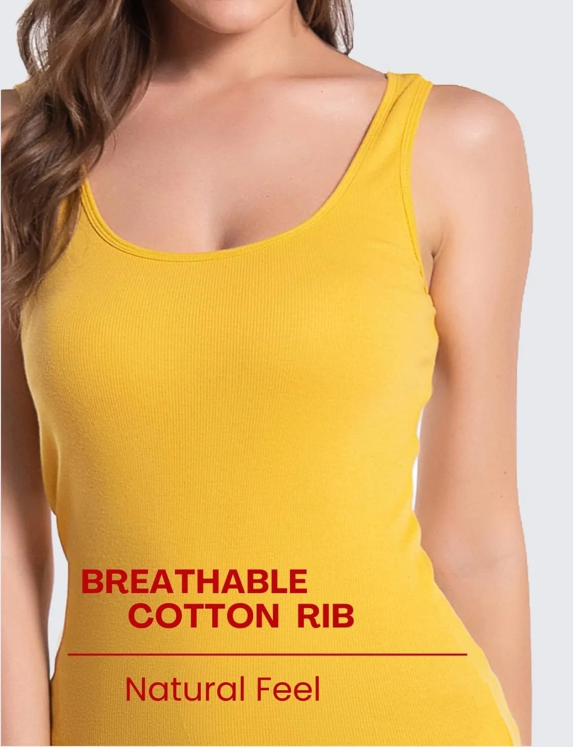 RASPBERRY PUDDING Cotton Ribbed Tank Tops for Women Slim Fit Scoop Neck