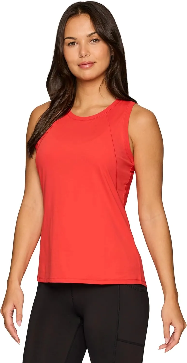RBX Active Women's Workout Tank Top, Buttery Soft Ribbed Panel Fashion Novelty Tank for Casual Wear, Workouts, Yoga