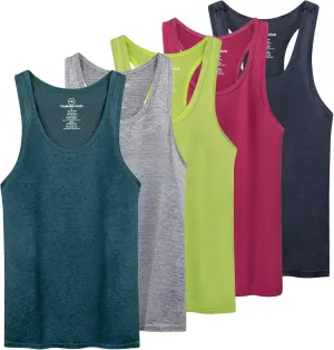 Real Essentials 5-Pack Women's Racerback Tank Top Dry-Fit Athletic Performance Yoga Activewear (Available in Plus Size)