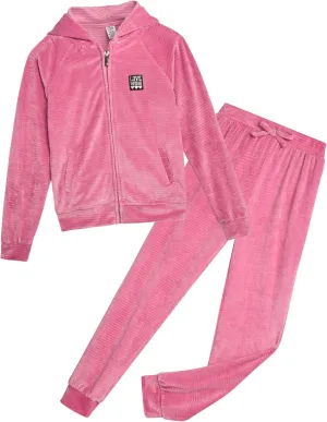 Real Love Girls' Jog Set - 2 Piece Soft Fleece Zip Up Hoodie and Flare Cargo Pants - Activewear Set for Girls (Sizes: 7-12)