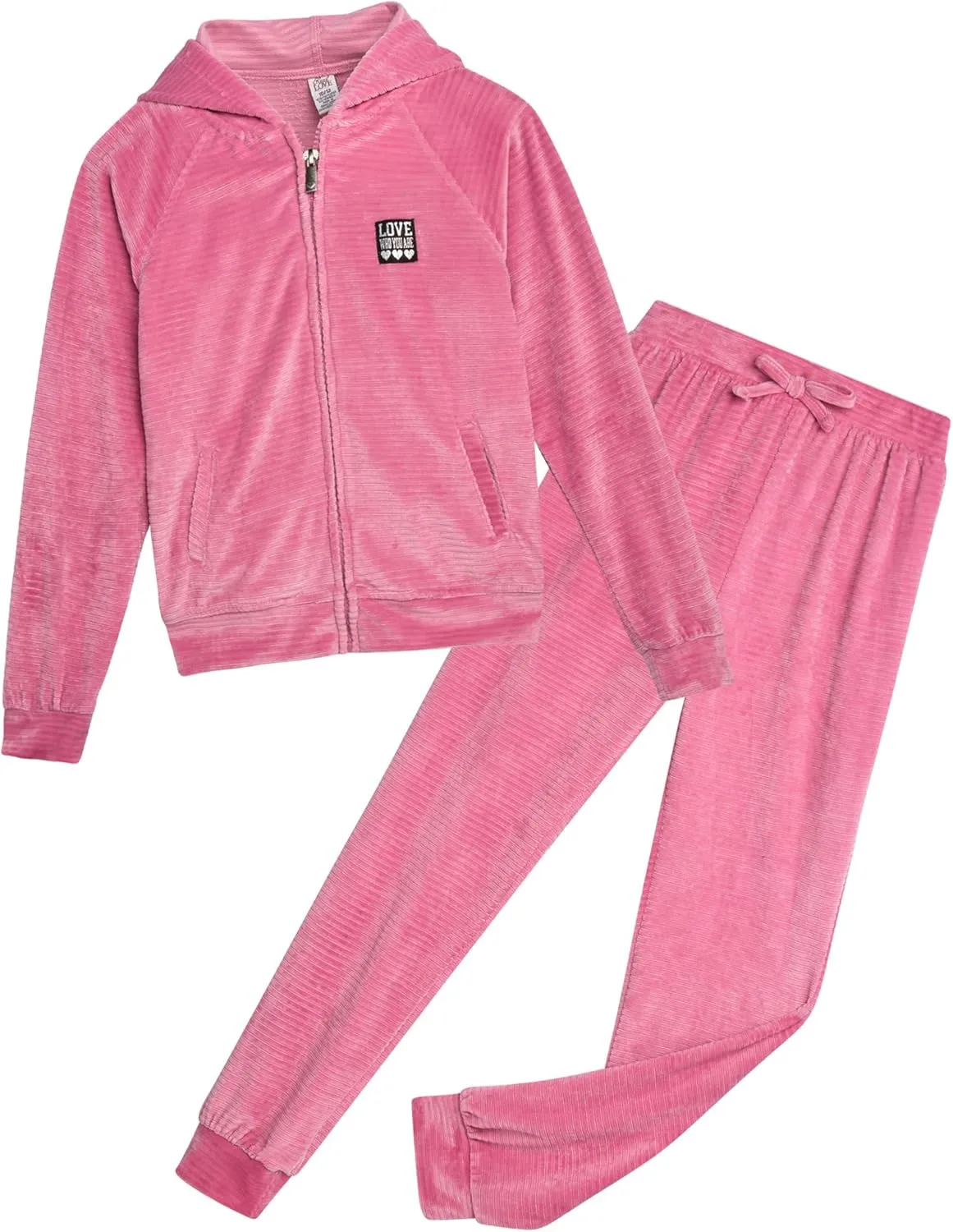 Real Love Girls' Jog Set - 2 Piece Soft Fleece Zip Up Hoodie and Flare Cargo Pants - Activewear Set for Girls (Sizes: 7-12)