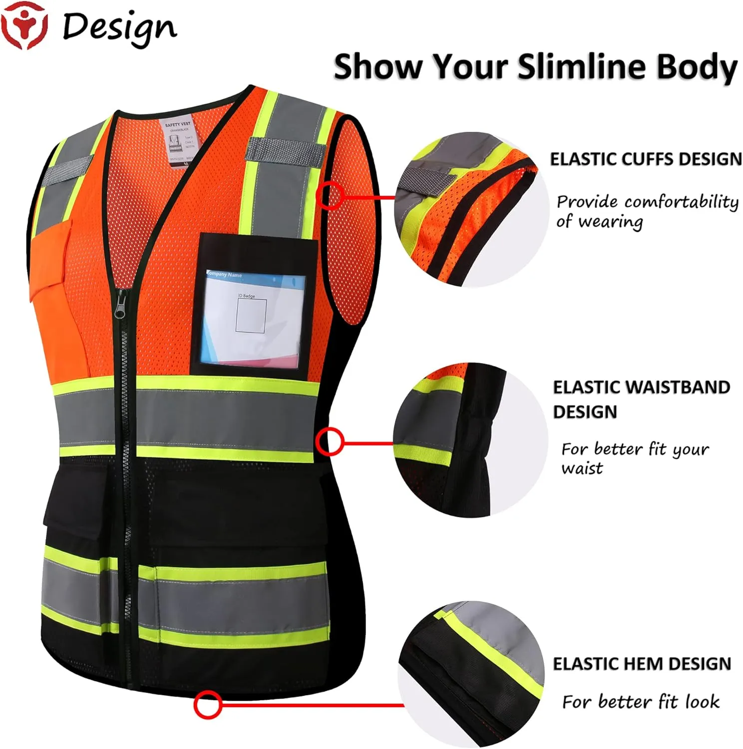 Reflective High Visibility Safety Vest for Men Women with Pockets Zipper Front Meets ANSI/ISEA Standards