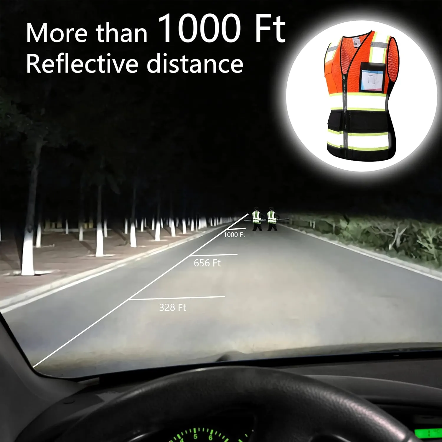 Reflective High Visibility Safety Vest for Men Women with Pockets Zipper Front Meets ANSI/ISEA Standards