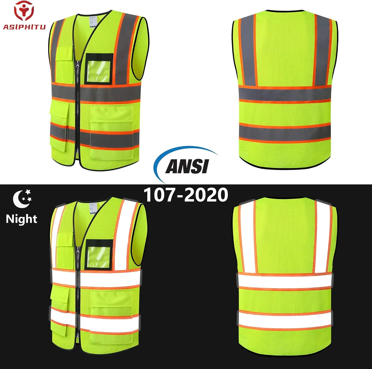 Reflective Safety Vest for Men Women Construction Vest Meet ANSI/ISEA Standard