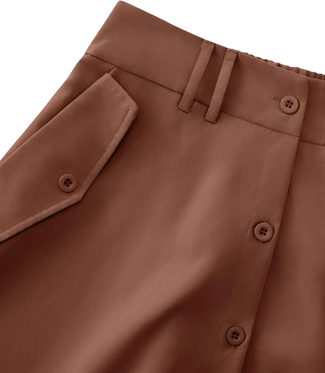 Rooscier Women's Split High Waist Flared A Line Button Down Vintage Pockets Maxi Skirt