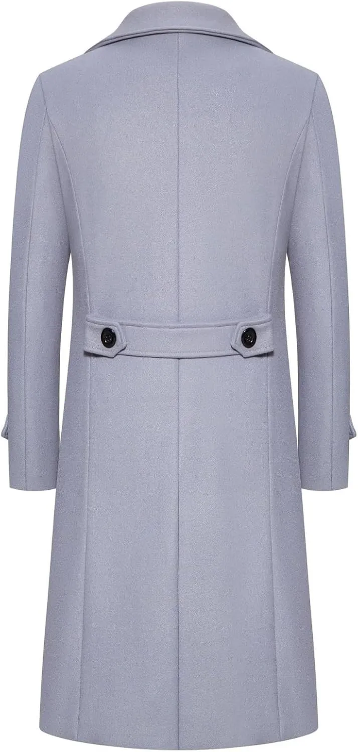 RTRDE Men's Winter Trench Coats Notched Lapel Double Breasted Long Jacket Overcoat Pea Coats Fashion, M-3XL