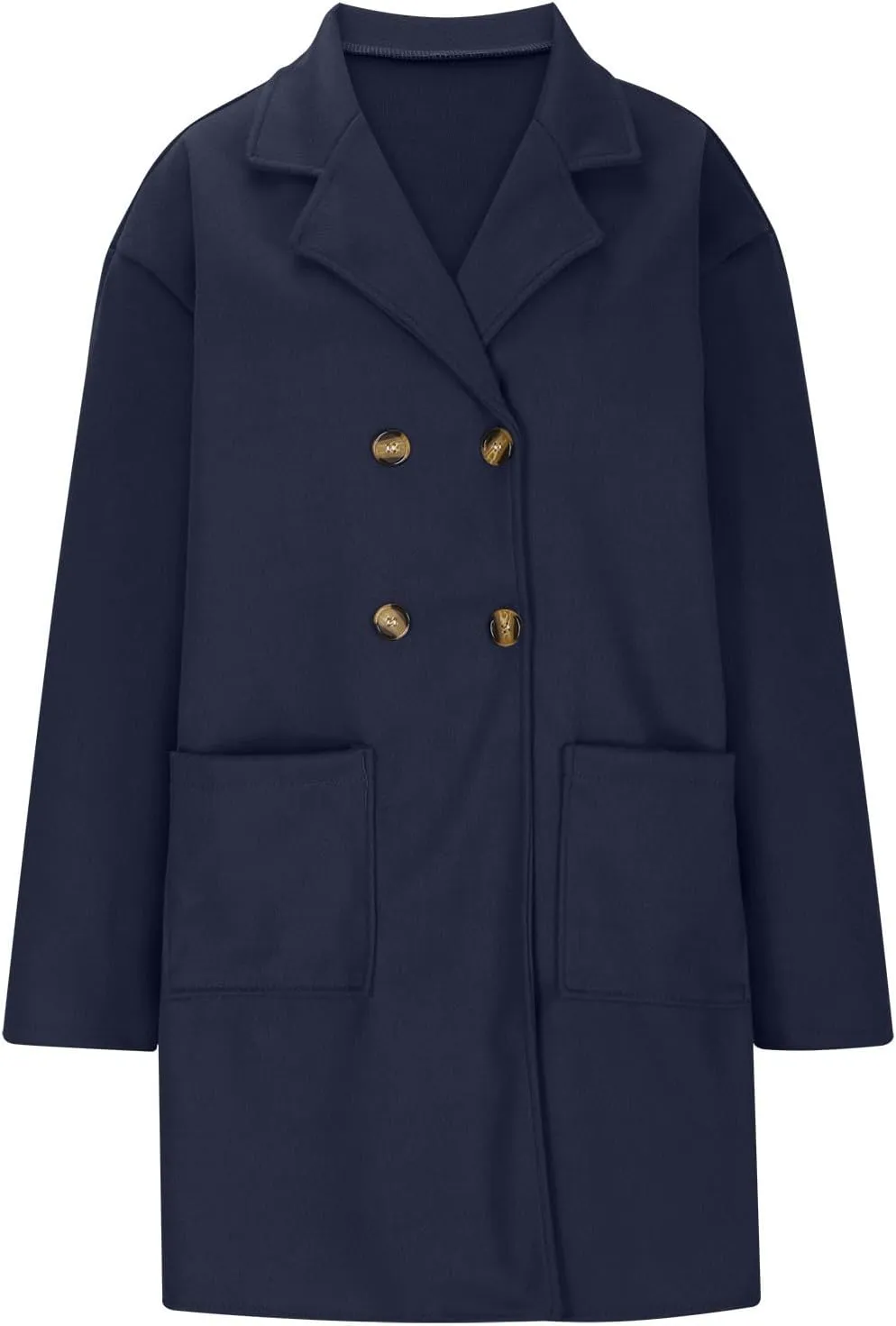 SEAOPEN Pea Coats for Women Thick Wool Trench Coat Long Double Breasted Peacoats Lapel Open Front Jacket with Pockets