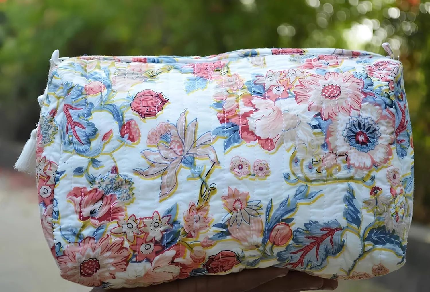 Set of 3 Pieces Indian Cotton Toiletry Bag Set Cosmetic Makeup Bags (Pattern-10)