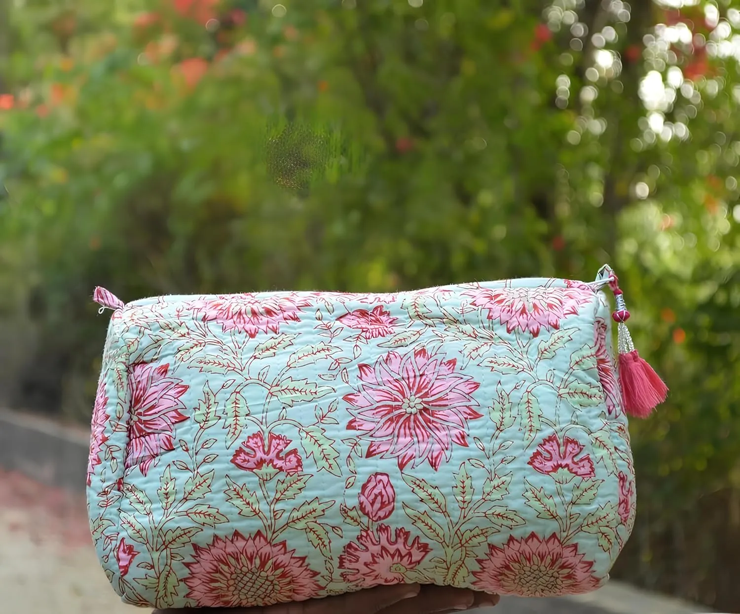 Set of 3 Pieces Indian Cotton Toiletry Bag Set Cosmetic Makeup Bags (Pattern-11)