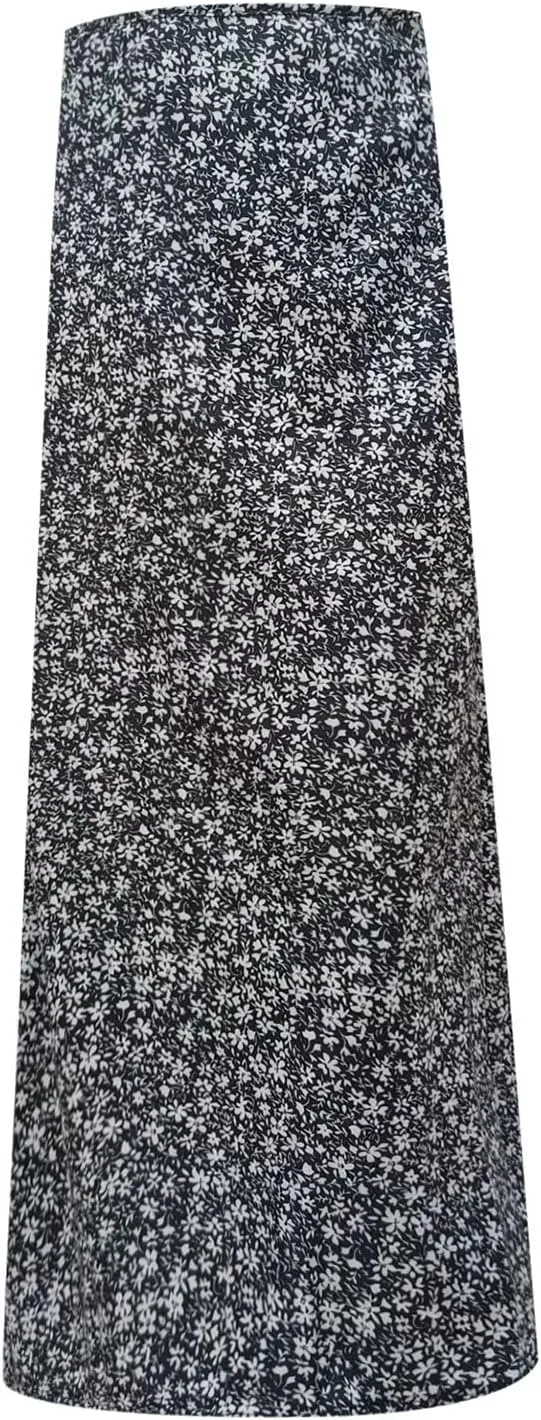 Skirts for Women Trendy Y2K Spring Summer Boho Floral Print High Waist Flowy Split A Line Bohemian Style Maxi Skirt