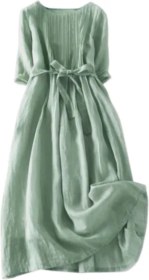 Spring Casual Dresses for Women Summer Floral Midi Flowy Dress Button Down Short Sleeve Tiered Smocked Drawstring Dress