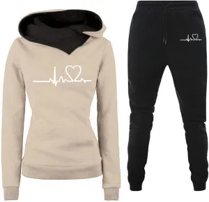 Stessotudo Sweatsuits for Women 2 Piece Pant Sets Plus Size Long Sleeve Hoodies Cute Heart Print Sweatshirt Casual Track Suit