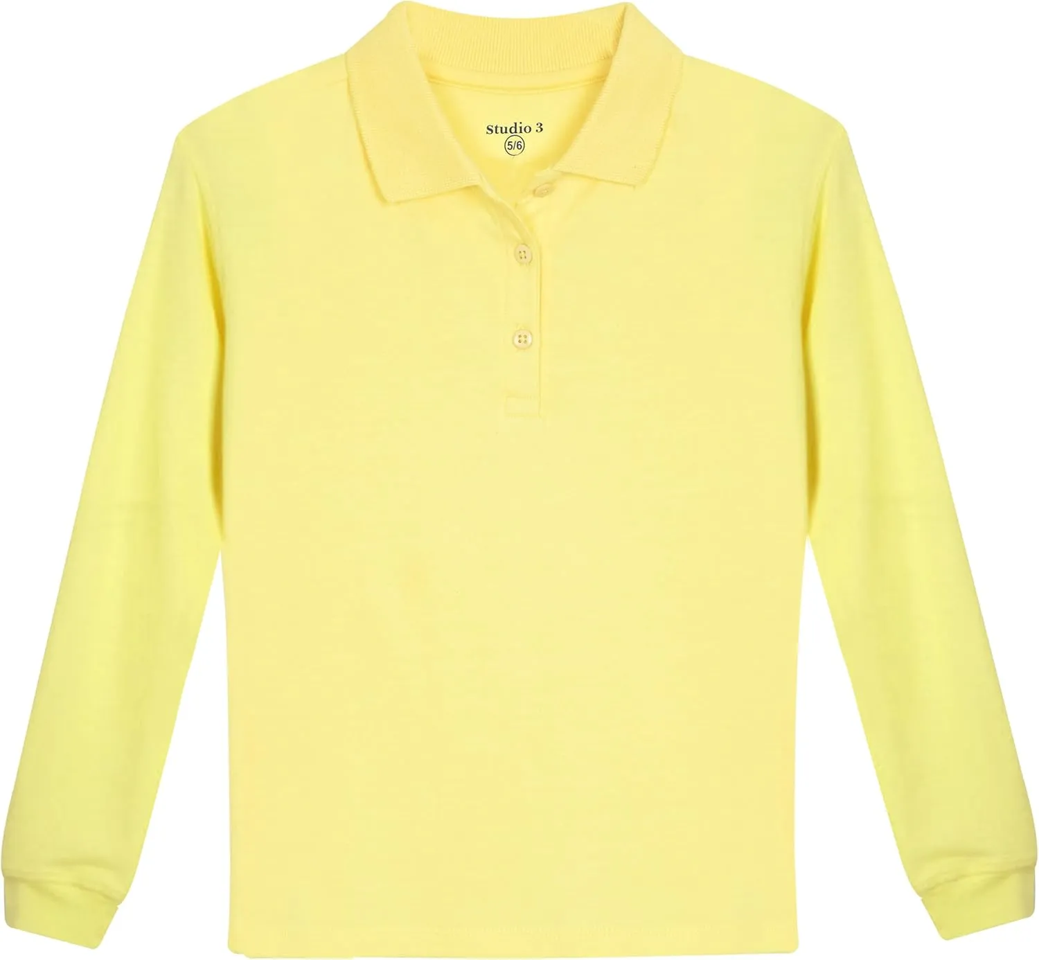 Studio 3 Girls' 4-Pack Soft Jersey Long Sleeve Polo Shirts