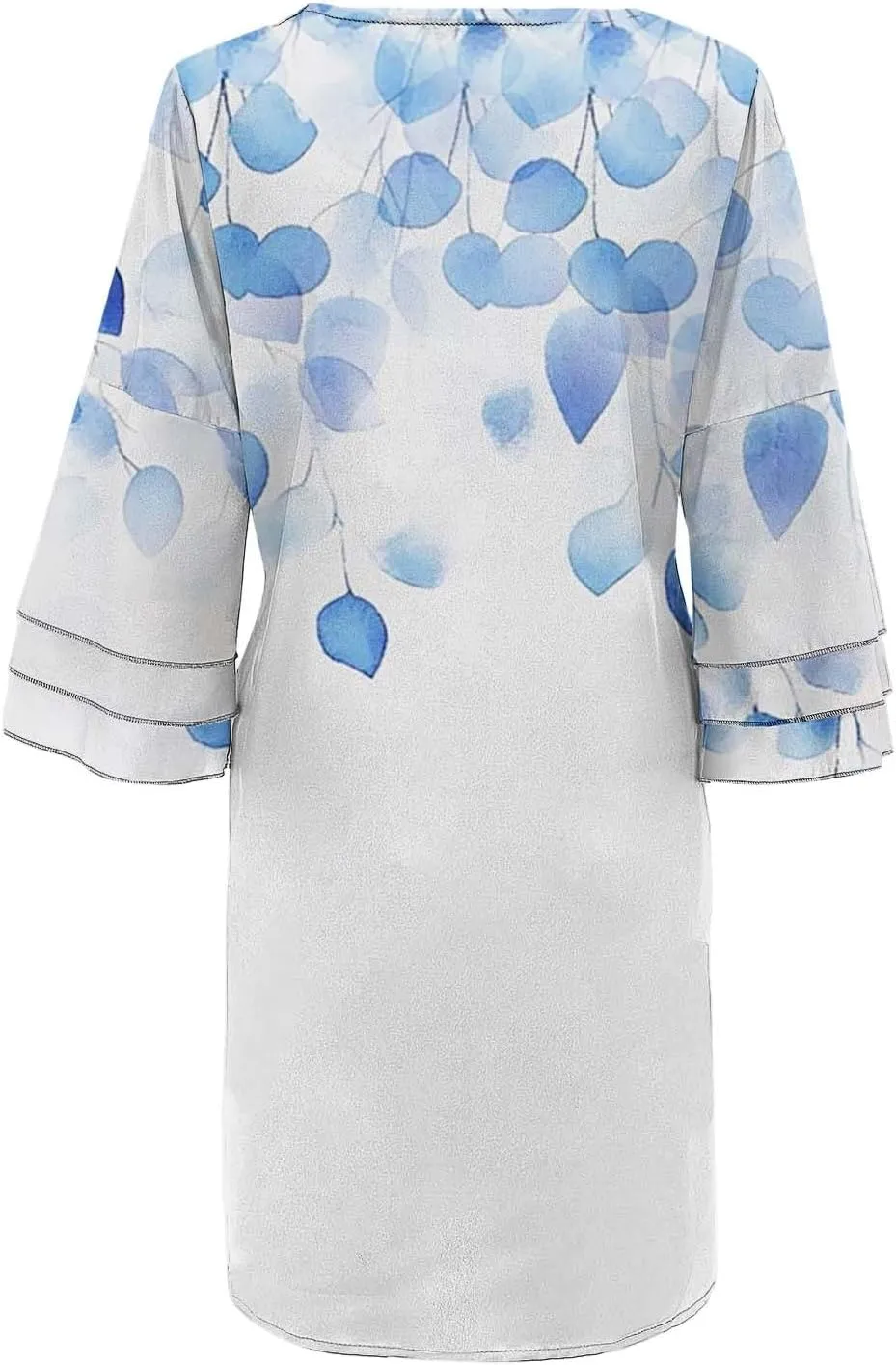 Summer Dresses for Women 2025 Casual V Neck 3/4 Petal Bell Sleeve Mini Dresses Plus Size Loose Flowy Beach Sundresses