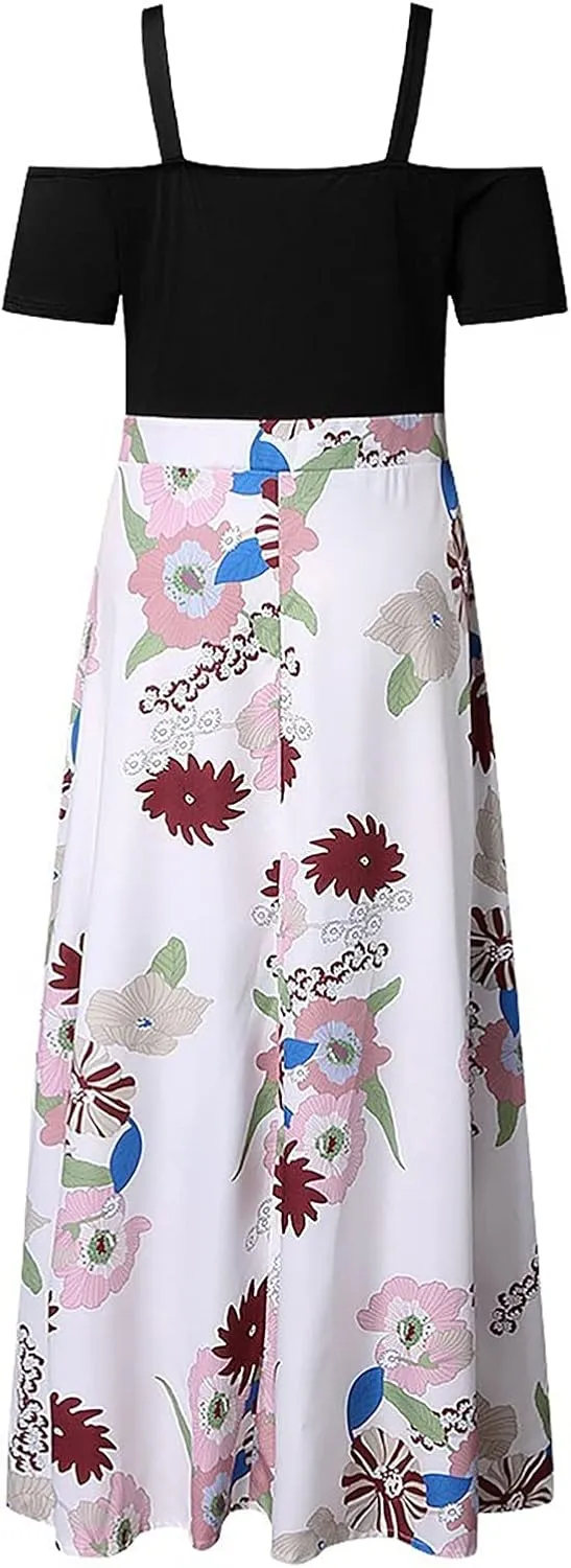 Summer Dresses for Women 2025 Plus Size Wedding Guest Dress Casual Print Boho High Low V-Neck Maxi Beach Dress