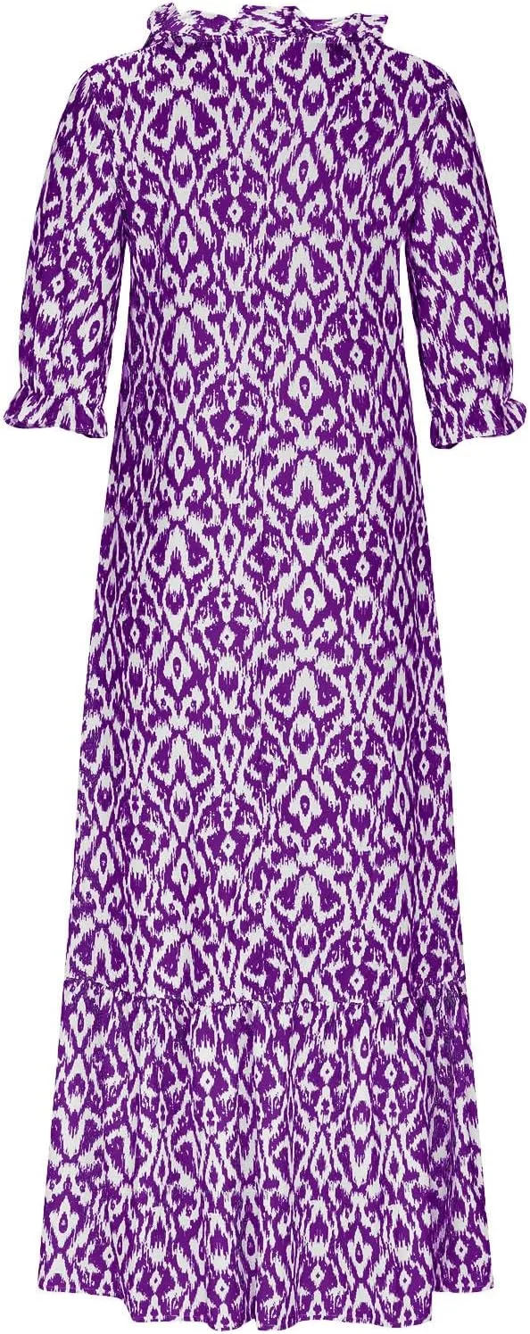 Summer Dresses for Women 2025 Short Sleeve Boho Maxi Dress V Neck Floral Sundress Casual Beach Vacation Outfits Clothes