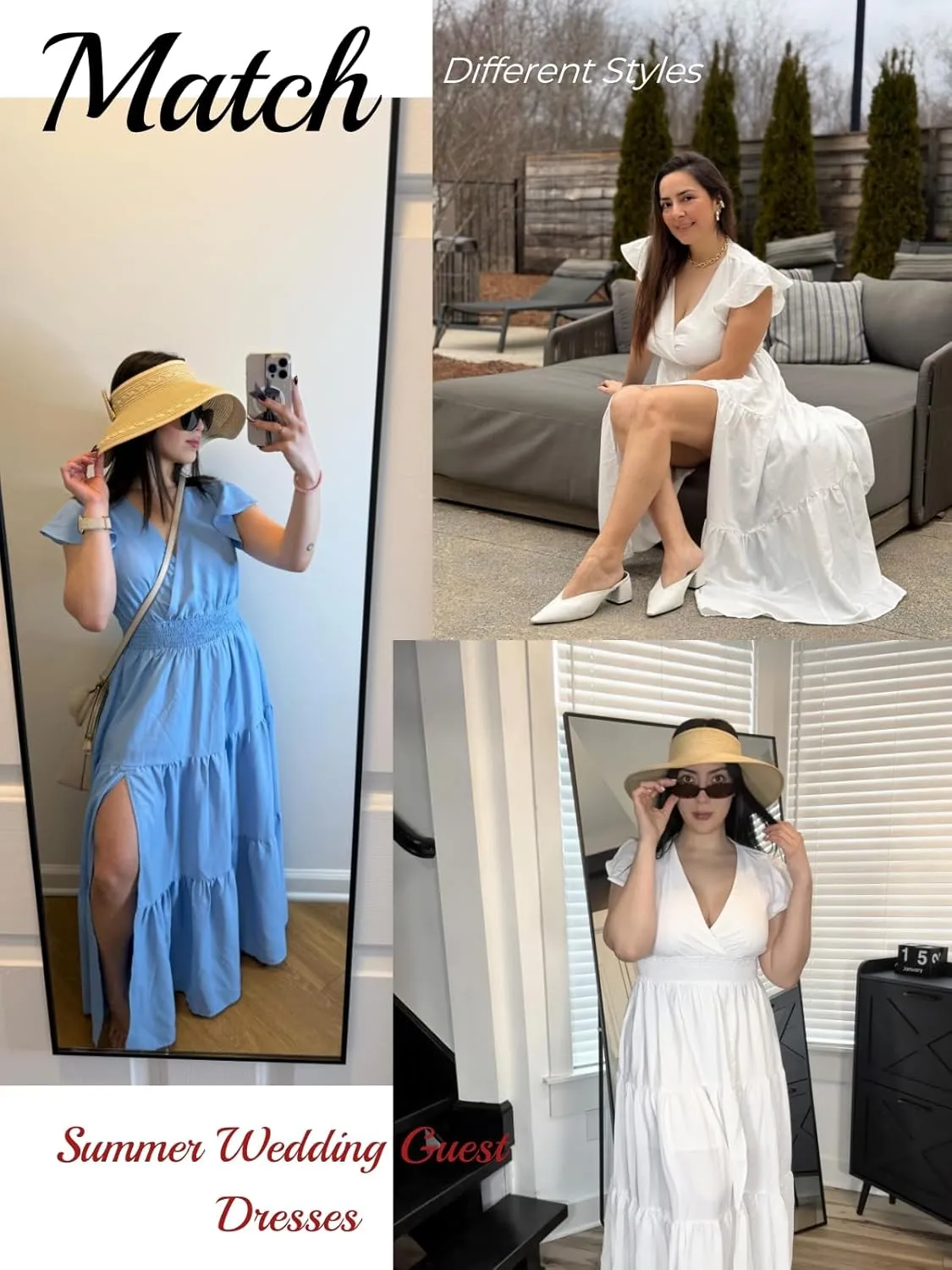 Summer Split Tiered Dress - A-Line Flowy Tiered Maxi Dress : 2025 Causal Wrap V Neck Beach Sundress