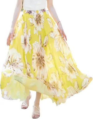 Summer Womens Casual High Waist Tie Print Long Maxi Skirt Women Fashion Skirts