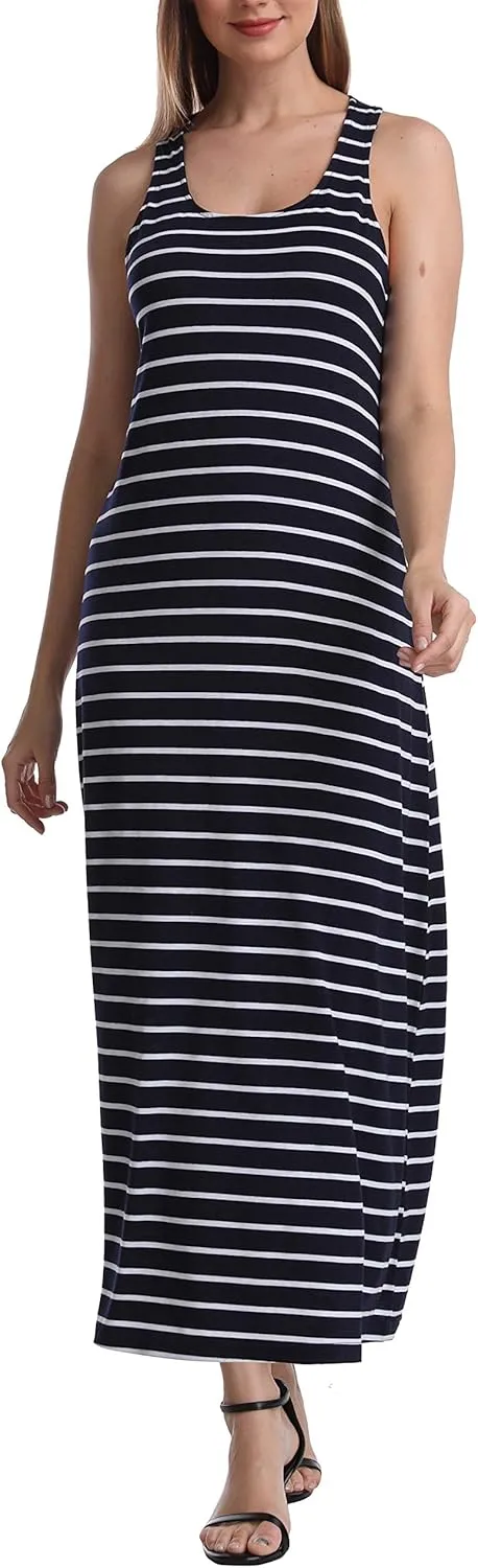 SUMONA Women Long Tank Tops Ankle Length Maxi Dress Bodycon Sleeveless Racerback