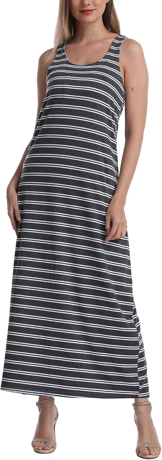 SUMONA Women Long Tank Tops Ankle Length Maxi Dress Bodycon Sleeveless Racerback