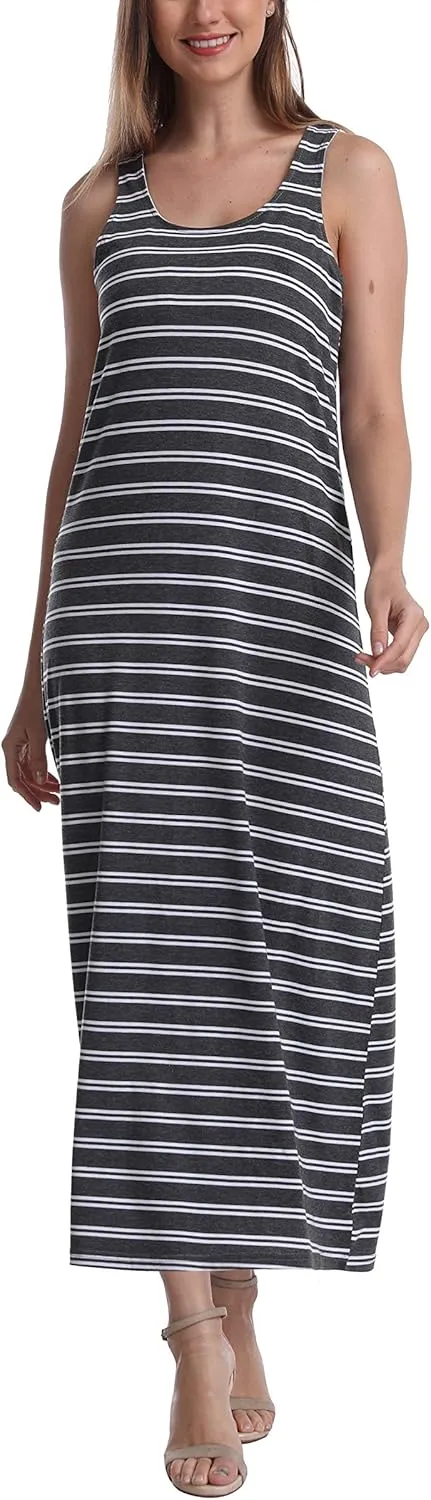 SUMONA Women Long Tank Tops Ankle Length Maxi Dress Bodycon Sleeveless Racerback