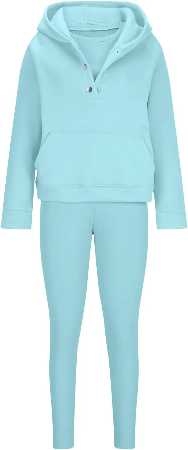 Sweatsuit Set for Women 3 Piece Oversized Outfits, Trendy Hoodie Tank Top Long Pants Matching Lounge Set