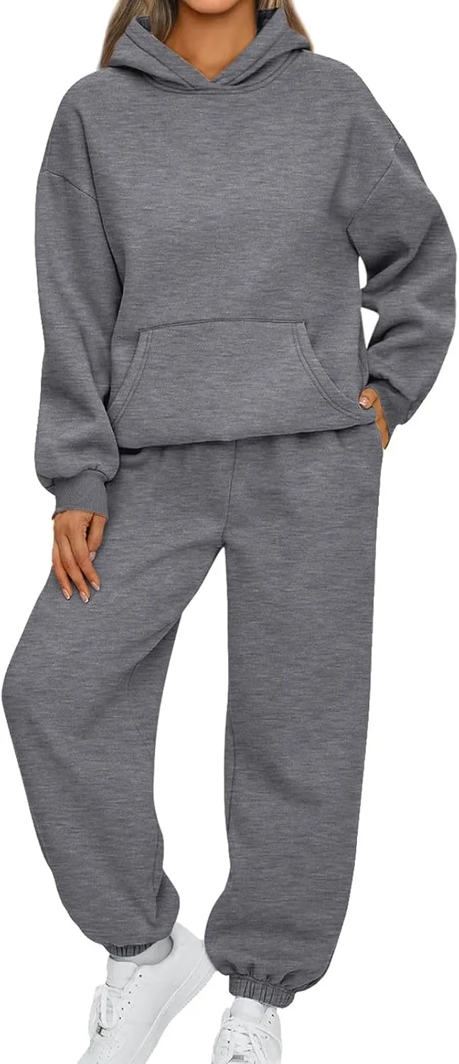 Sweatsuits Women 2 Piece Outfit,2024 Casual Oversized Hoodies Jogger Sweatpants Lounge Sweatshirt Fall Y2K Tracksuit