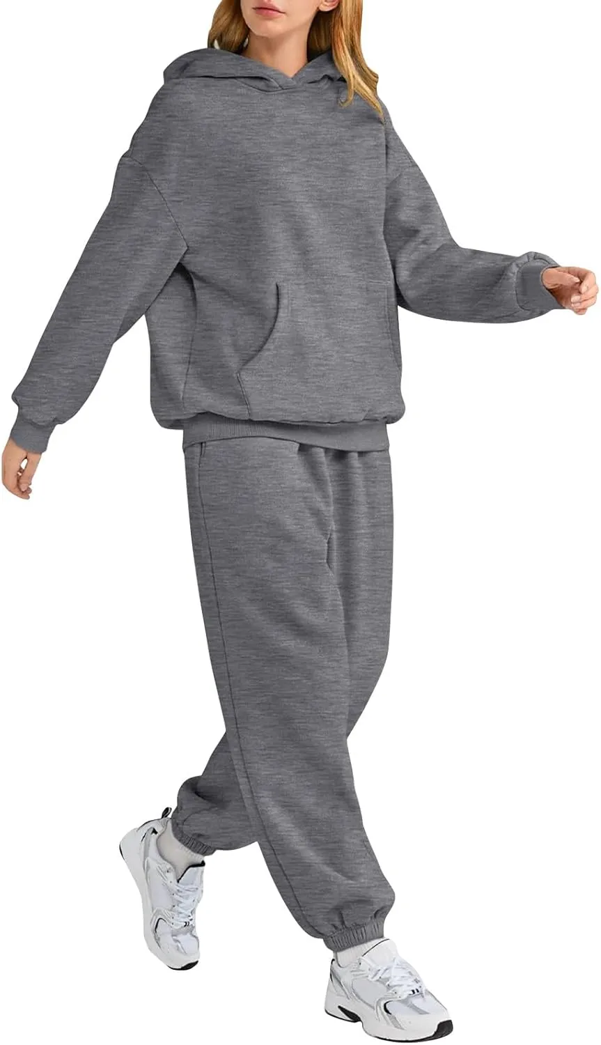 Sweatsuits Women 2 Piece Outfit,2024 Casual Oversized Hoodies Jogger Sweatpants Lounge Sweatshirt Fall Y2K Tracksuit