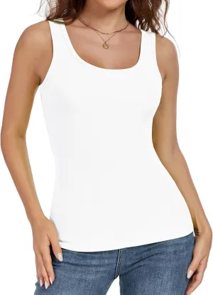 Tank Top for Women Summer Sleeveless Scoop Neck Ribbed Workout Tank Tops Slim Fitted Basic Cami Tee Shirts