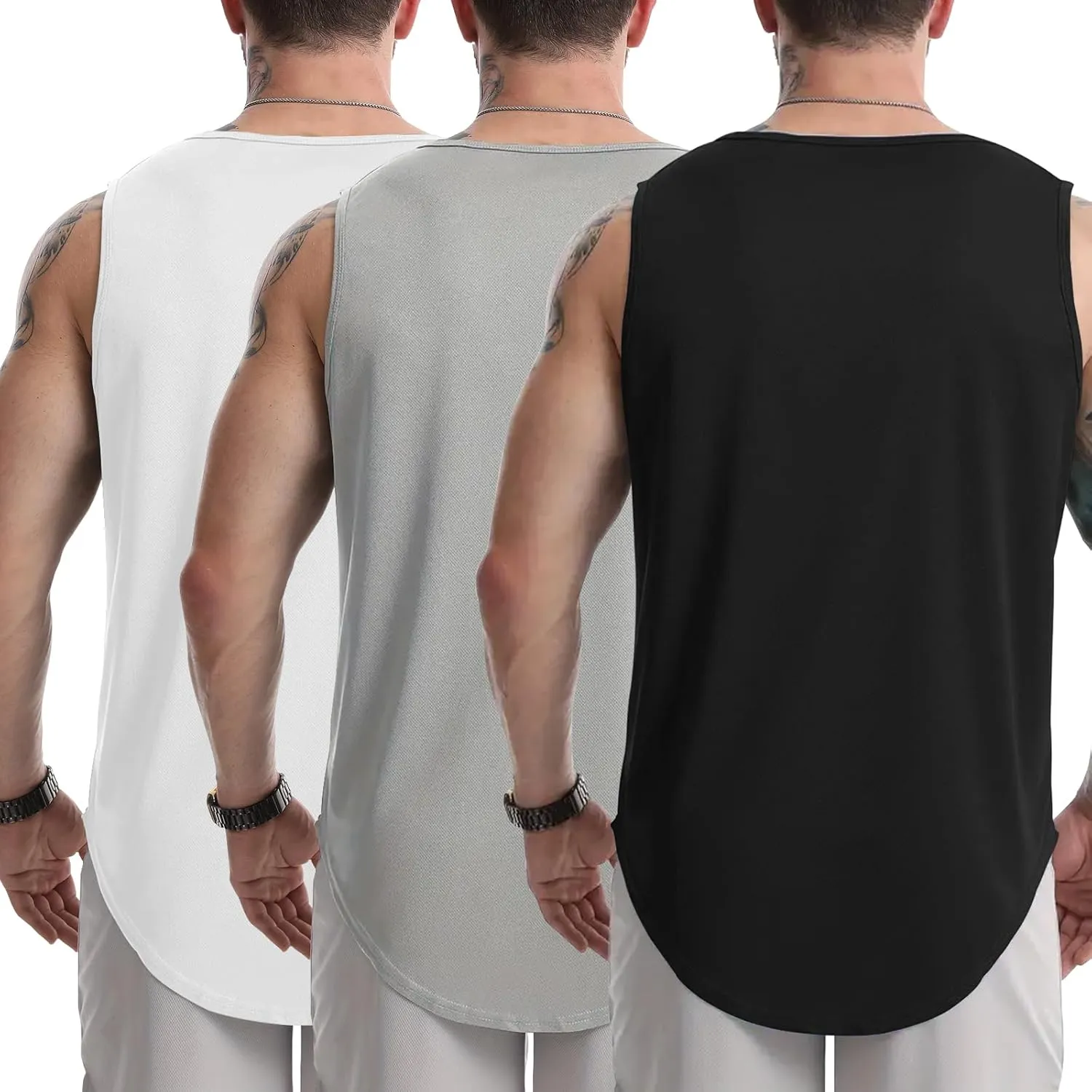 Tank Tops Men's 3 Pack Muscle Shirts Sleeveless Dry Fit Gym Workout Tank Top Mesh Material Quick Dry Athletic Running