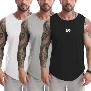 Tank Tops Men's 3 Pack Muscle Shirts Sleeveless Dry Fit Gym Workout Tank Top Mesh Material Quick Dry Athletic Running