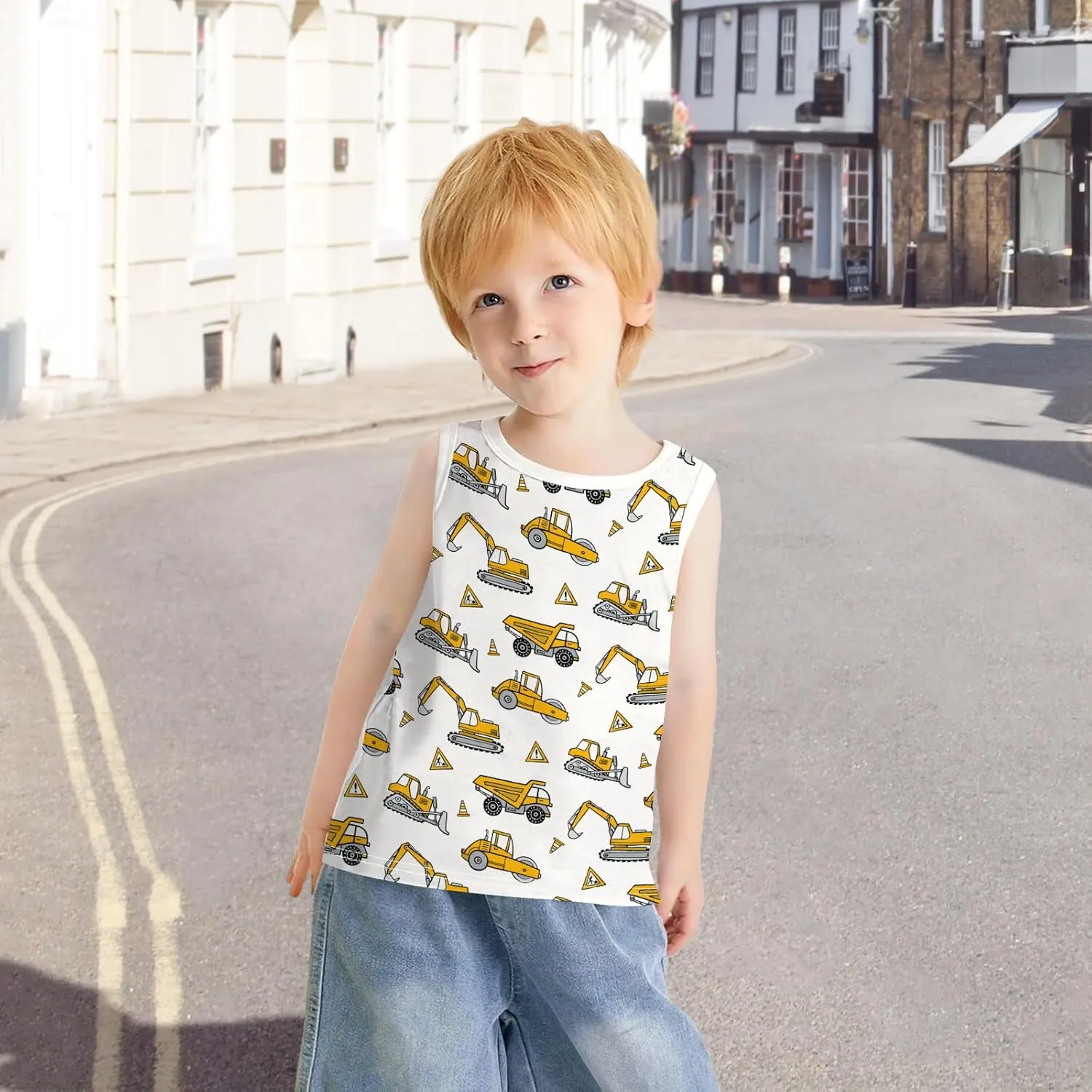 Toddler Boys Tank Tops Sleeveless Shirt Cartoon Undershirts Kids 3 Pack for 3-8 Years