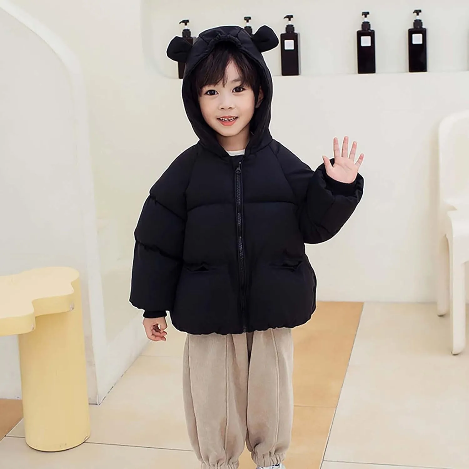 Toddler Girl Coat Kids Toddler Baby Girls Boys Winter Warm Thick Solid Cotton Long Sleeve Padded Jacket Coat