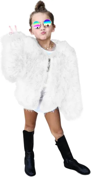 Toddler Girls Faux Fur Jacket Furry Coat Open Front Fur Cardigan Kids Girls Winter Coat Thicken Trendy Shaggy Jacket
