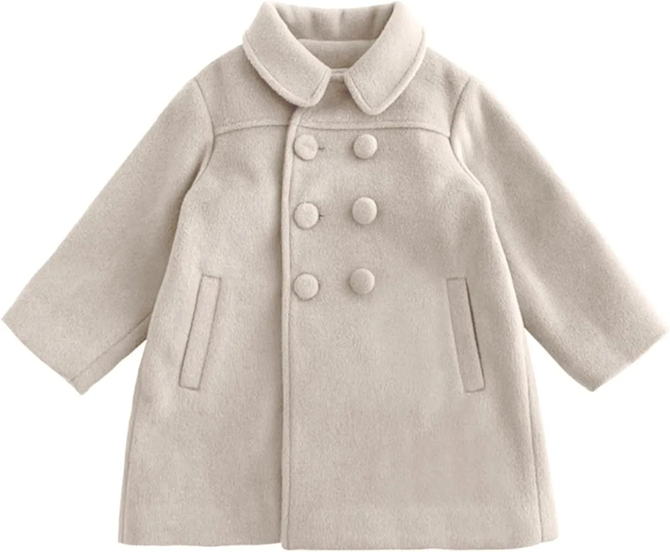 Toddler Girls Trench Coat Baby Girl Woolen Dress Coat Girl Dress Coat Peacoat Winter Double Buttons Fall