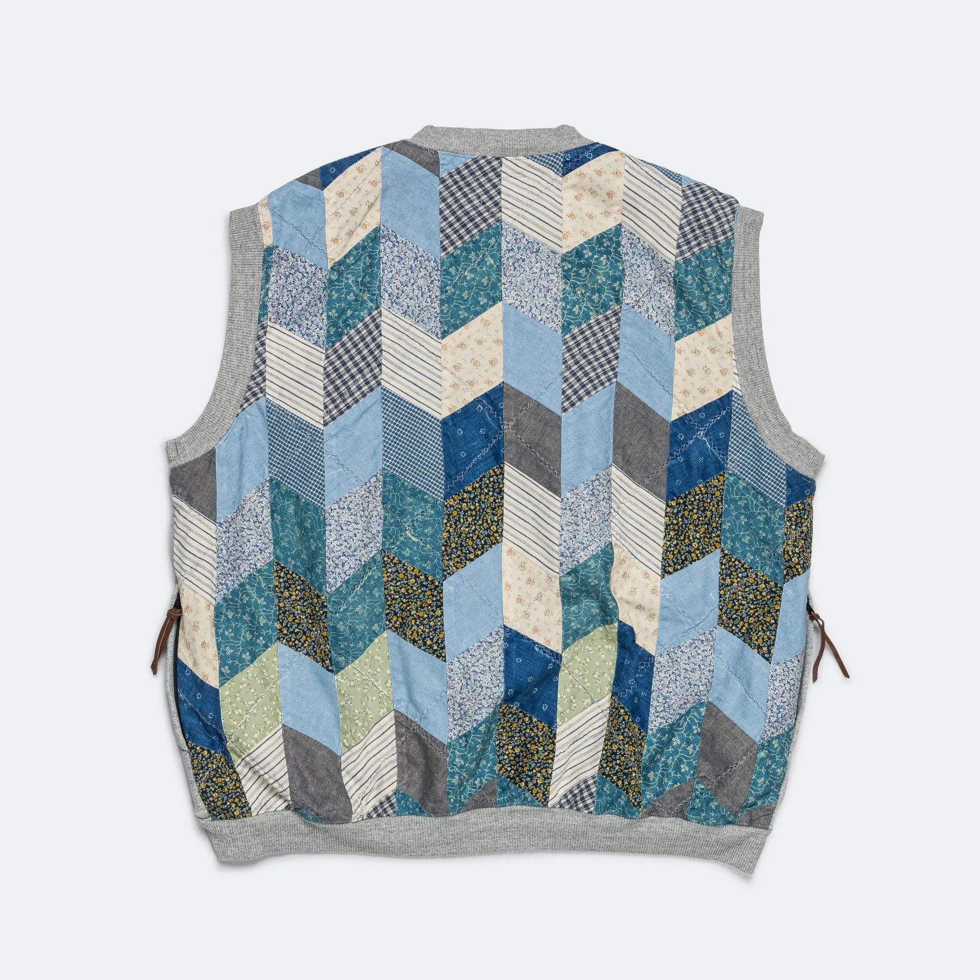 TOP SWT Knit x YABANE Quilt 2 TONES BIG Vest - Grey/IDG