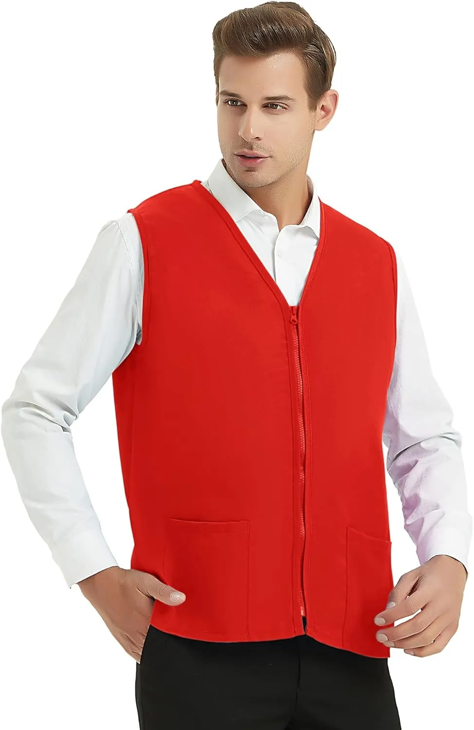 TopTie Custom Adult Volunteer Uniform Vest Polyester Zipper Supermarket Activity Vest