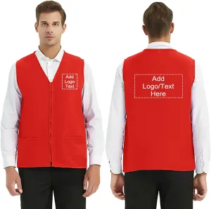 TopTie Custom Adult Volunteer Uniform Vest Polyester Zipper Supermarket Activity Vest