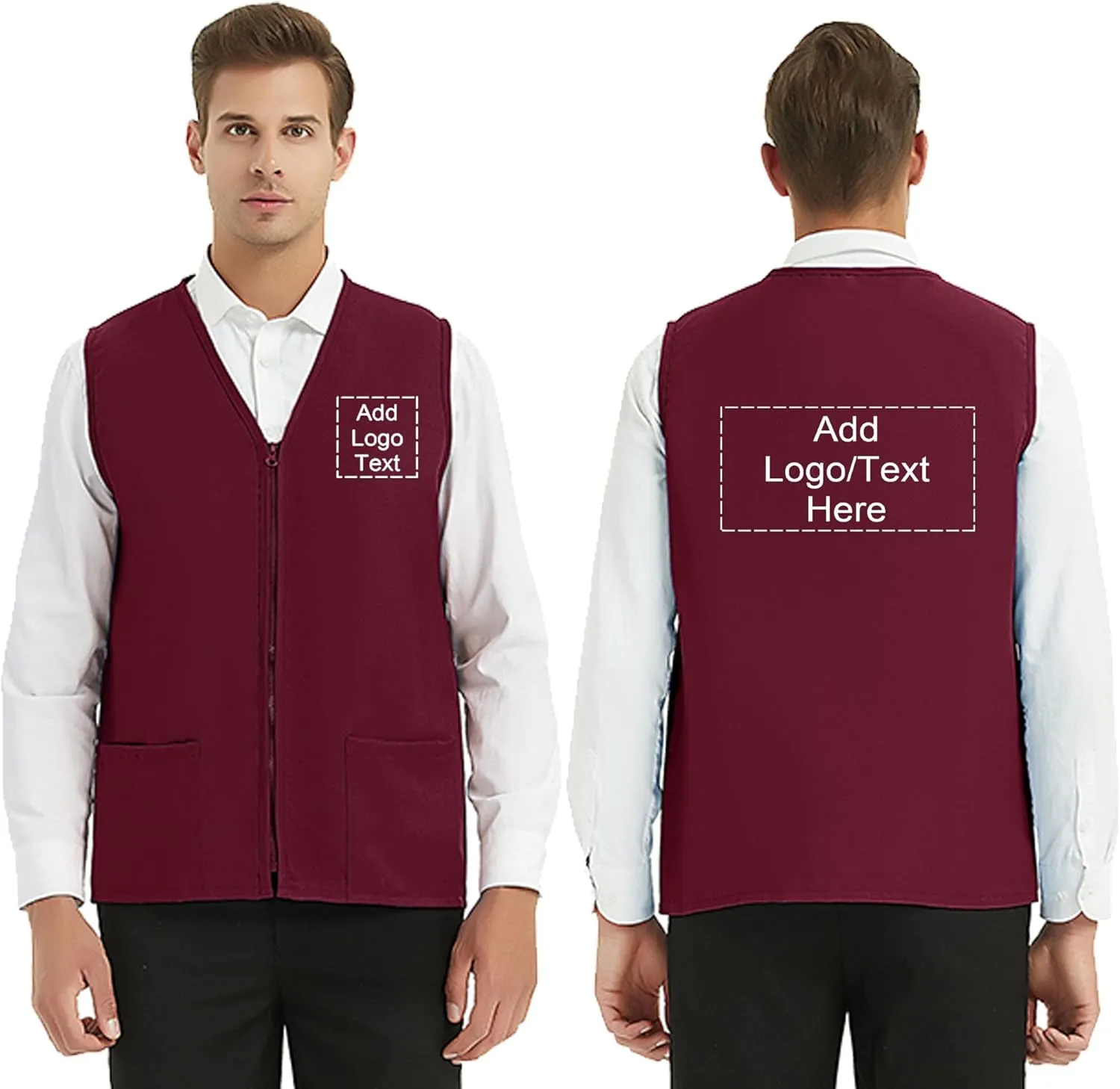 TopTie Custom Adult Volunteer Uniform Vest Polyester Zipper Supermarket Activity Vest