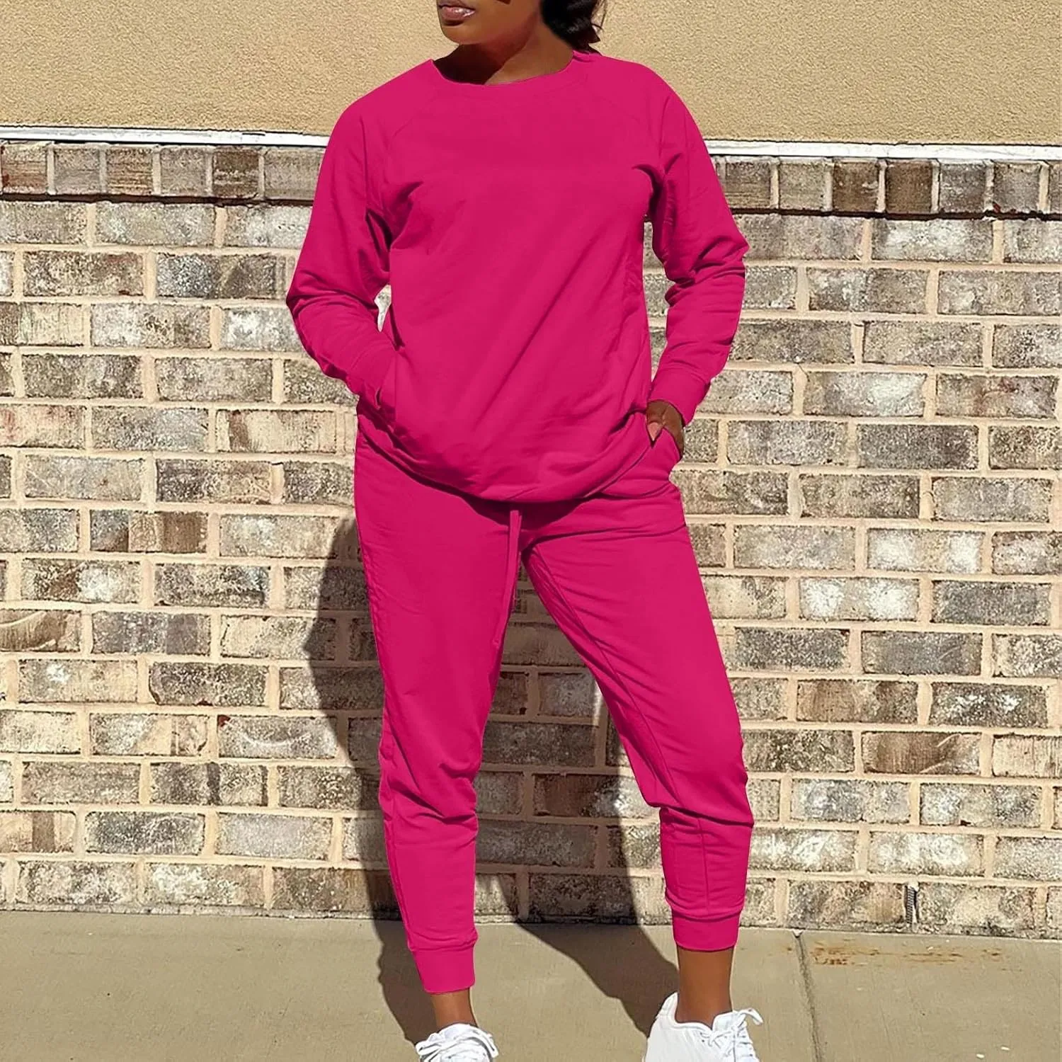 Track Suits for Women Set - 2 Piece Outfits Sweatsuit Pocket Sweatshirt with Pants Fall Jogging Workout Sets for Women