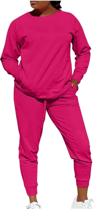 Track Suits for Women Set - 2 Piece Outfits Sweatsuit Pocket Sweatshirt with Pants Fall Jogging Workout Sets for Women