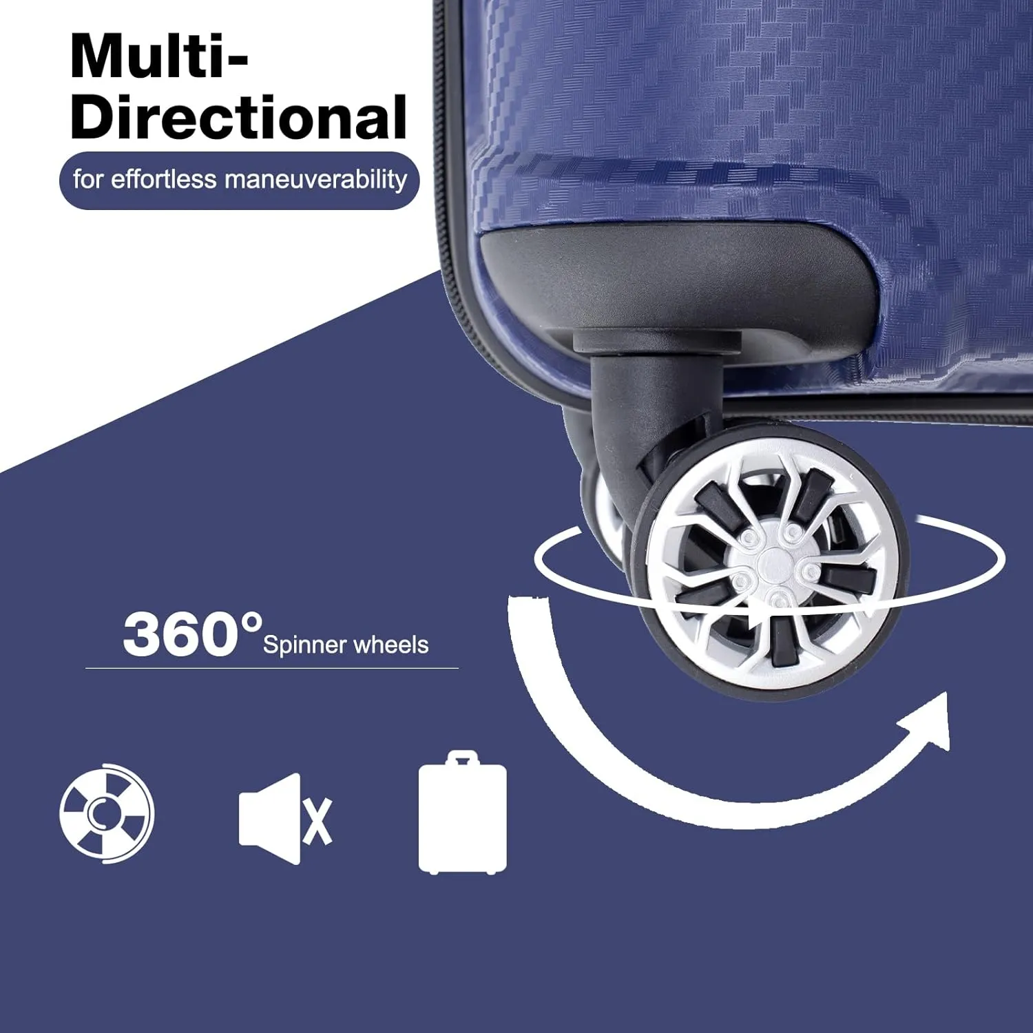Travelhouse Luggage Set with Double Spinner Wheel,PP Hardside 3 PIECE Suitcase Set with Spinner Wheel, Carry on set with TSA Lock (NAVY)