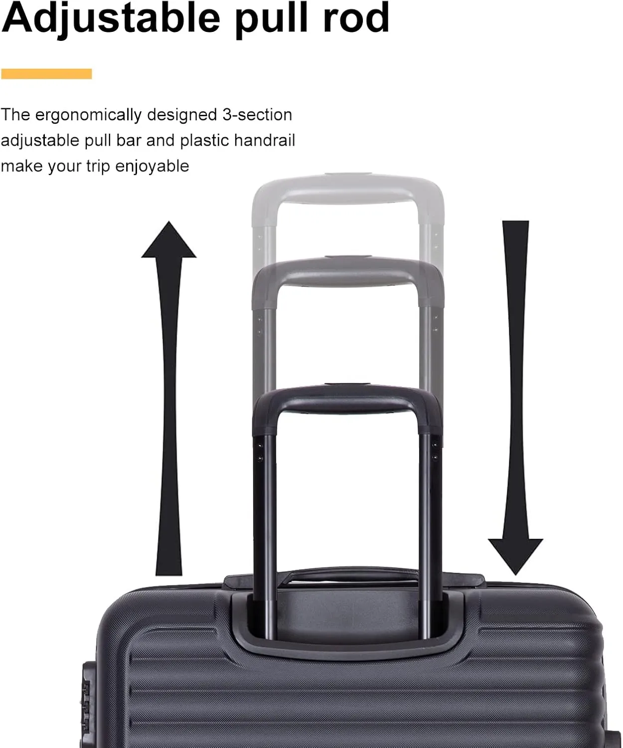 Travelhouse suitcases set 3-Piece Hardshell Luggage Set with Spinner Wheels & TSA Locks PP suitcases luggage (Black, 3-Piece Set (20/24/28))