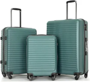 Travelhouse suitcases set 3-Piece Hardshell Luggage Set with Spinner Wheels & TSA Locks PP suitcases luggage (Green, 3-Piece Set (20/24/28))